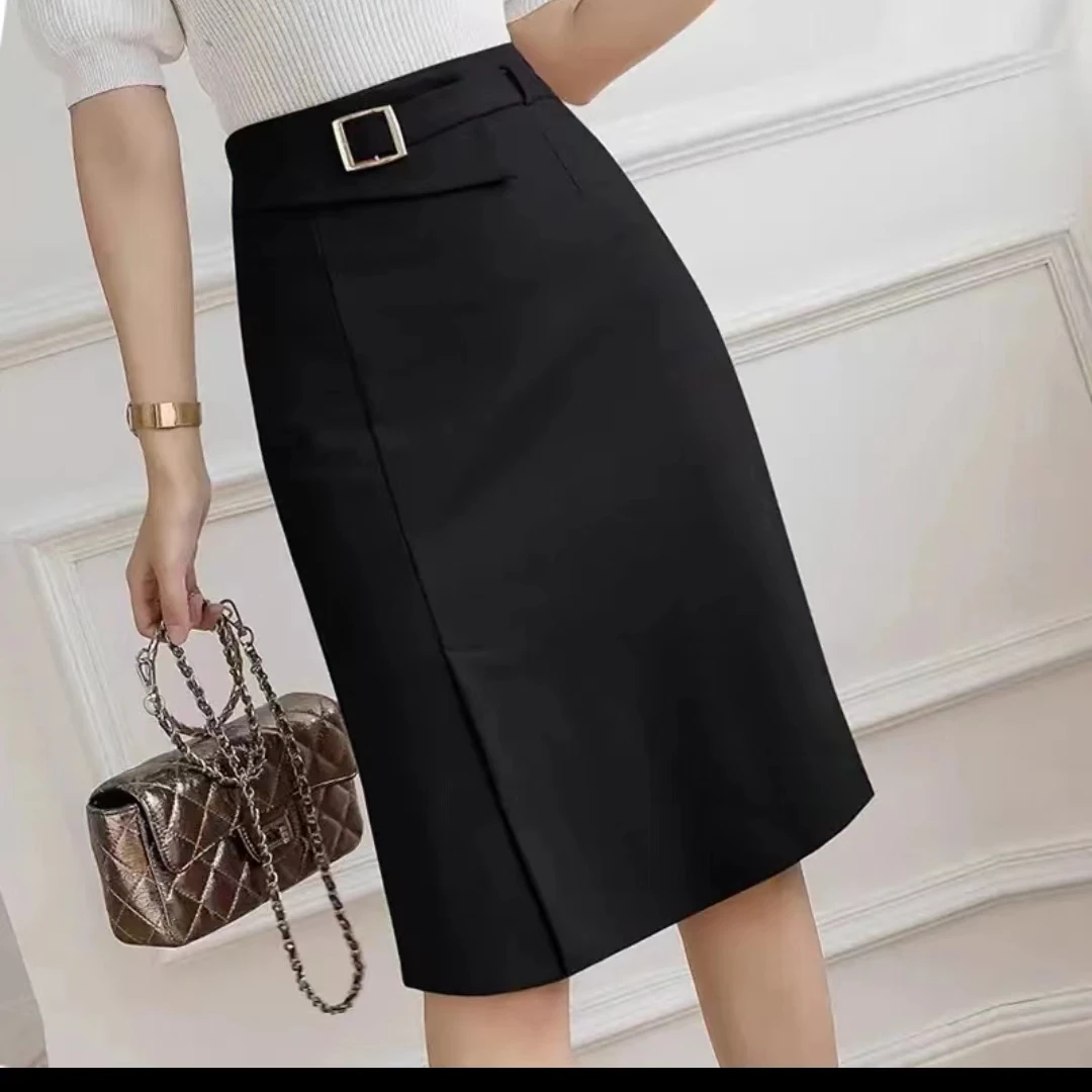 628秋季厚款显瘦半身裙气质时尚百搭开叉中长款
