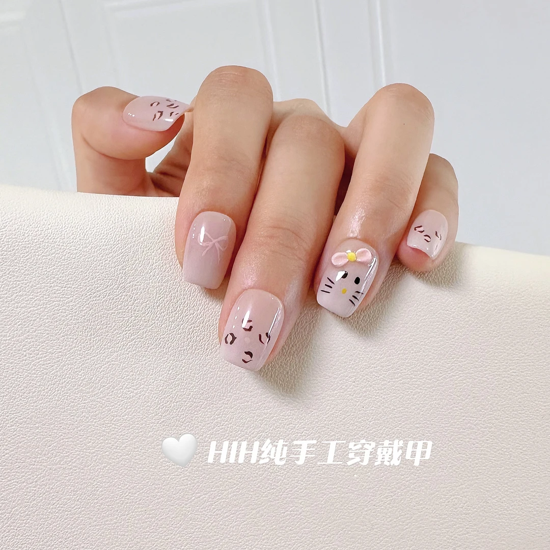 ❀Kitty纹纹❀纯手工设计穿戴甲纯欲夏日气质裸色手绘渐变时尚推荐