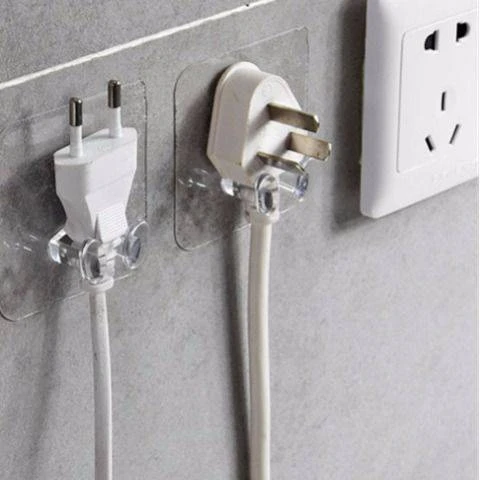 免打孔电源插头挂钩多用途透明电源插头挂钩固定器多功能收纳挂架