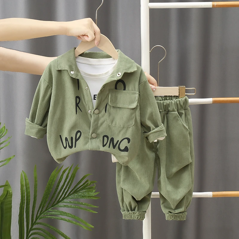 男童秋季套装2025新款小童韩版帅气宝宝春秋洋气灯芯绒运动两件套