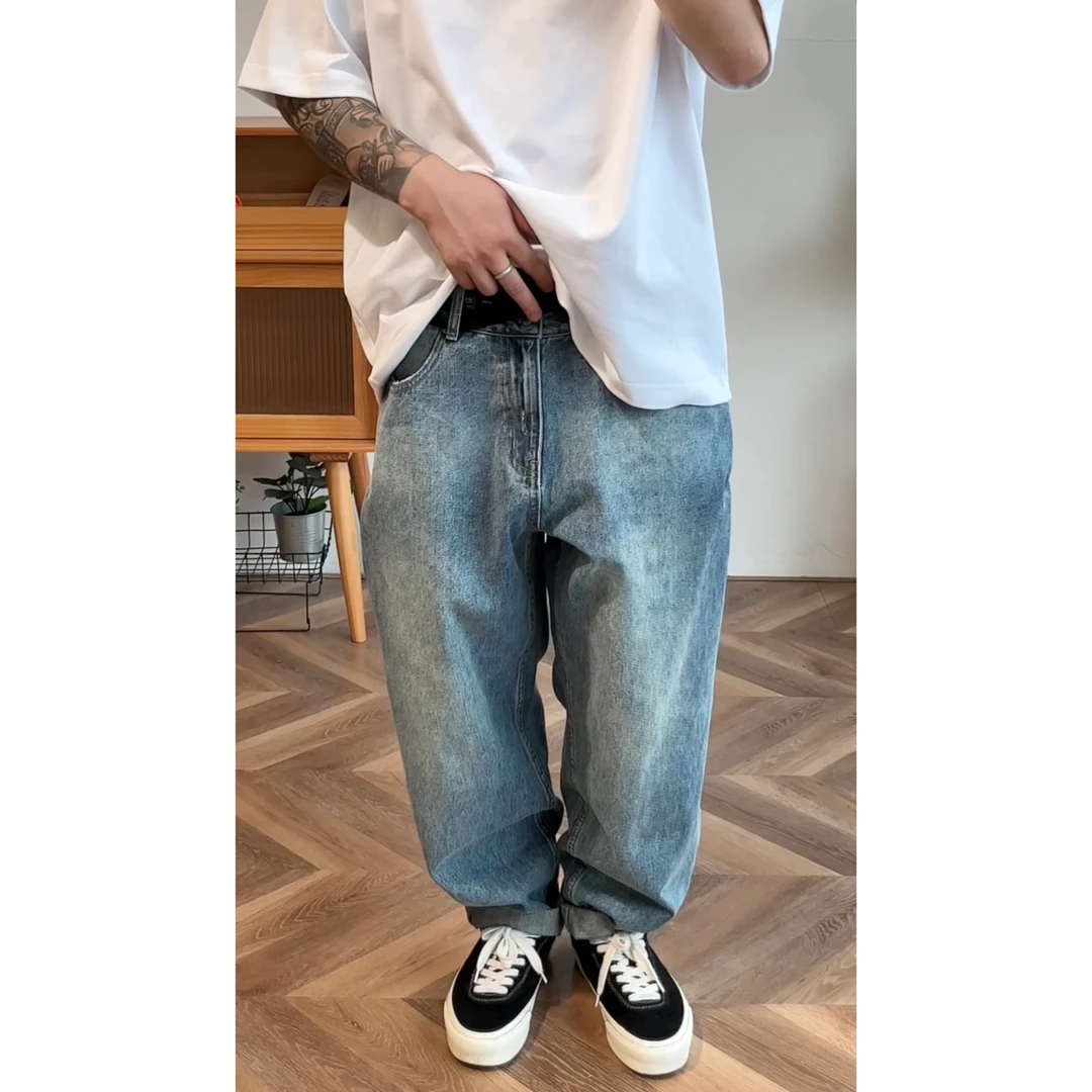 夏季宽松百搭微锥轻薄牛仔长裤#XF-602