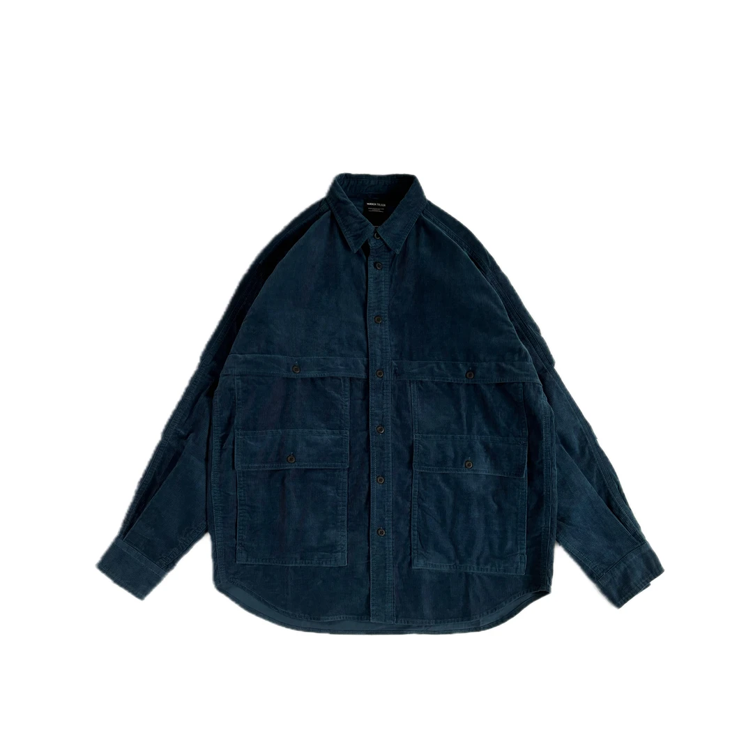 秋冬新款灯芯绒多口袋日系阔版衬衫宽松复古百搭#1000长袖