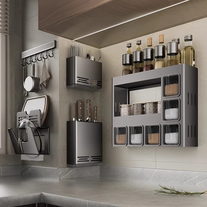 欢居客调味瓶罐置物架调料盒家用厨房盐调味罐收纳盒密封防潮壁挂