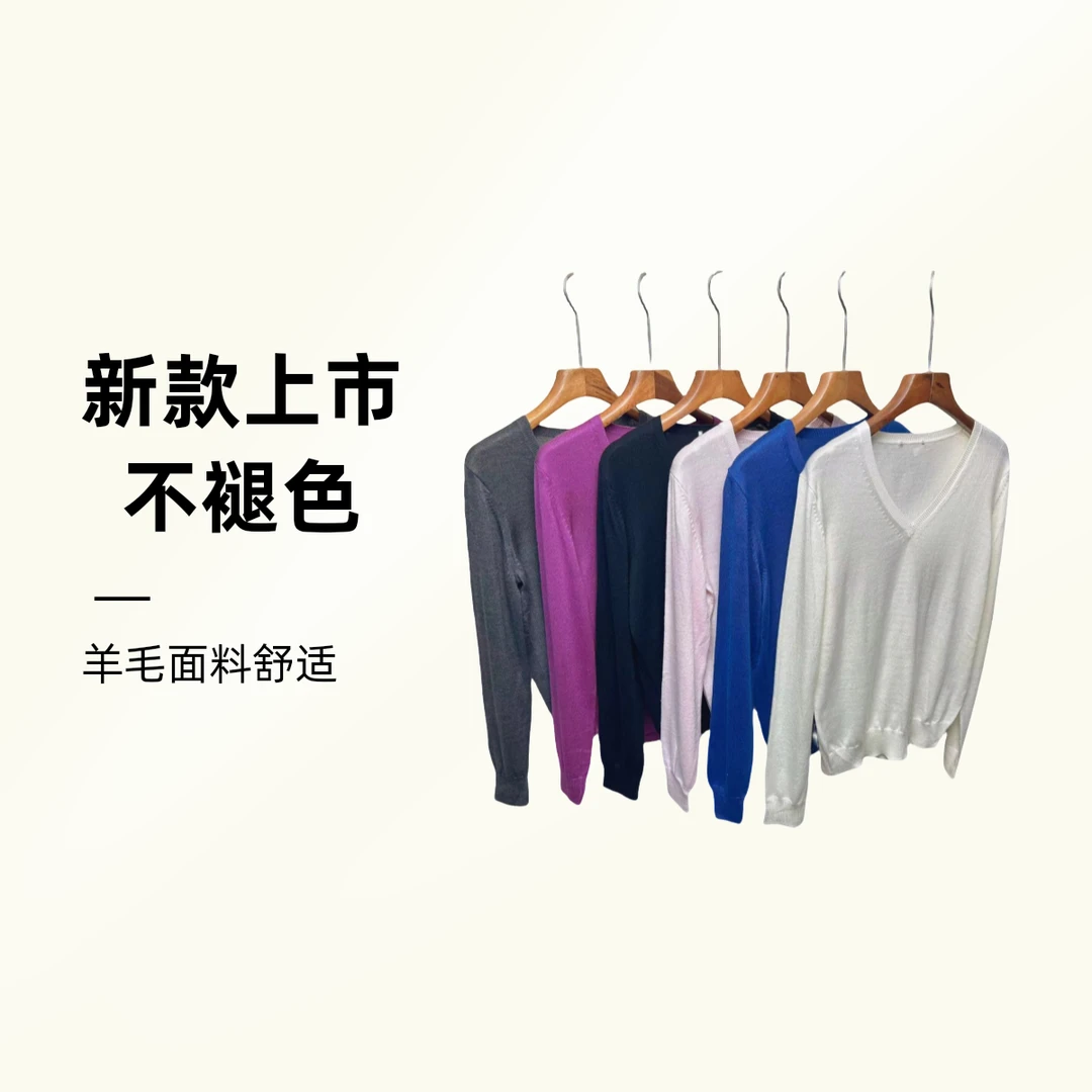 新款女士春秋热销高端大方V领薄款长袖秋冬打底针织