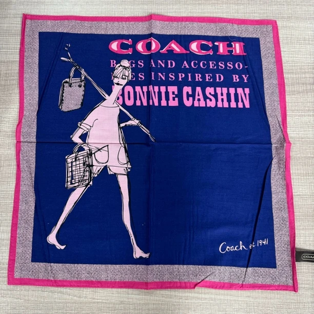 99新 COACH/蔻驰 co  1222 抽象人物款 小方巾 100的棉