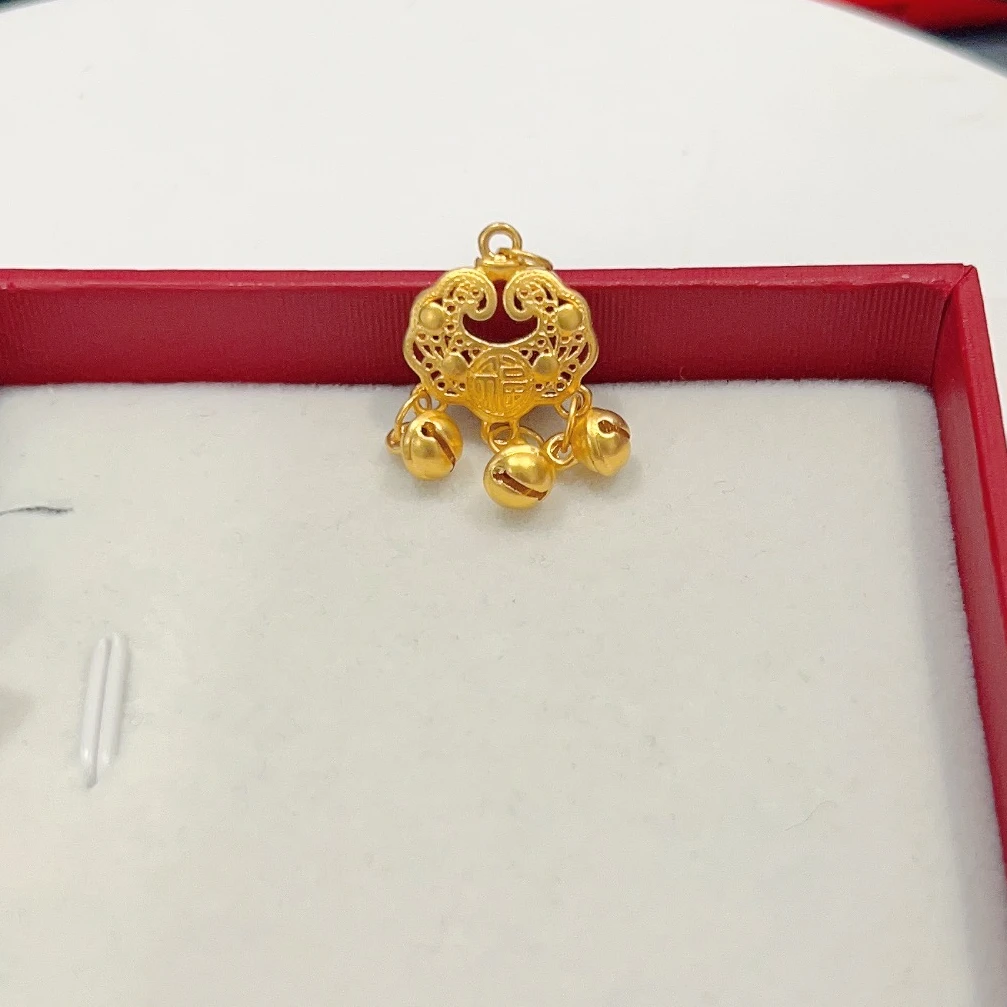 【雨文珠宝】足金999小福锁锁包时尚精美足金锁项坠精致祥云锁素款
