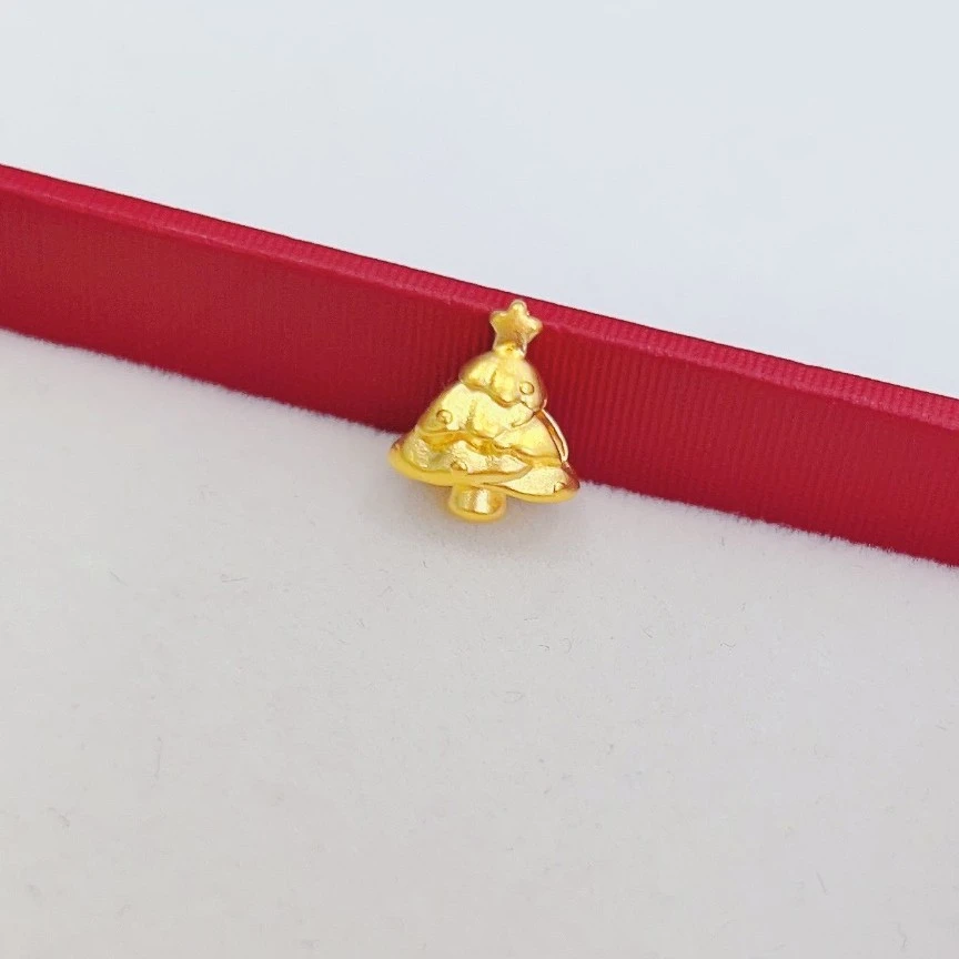 【雨文珠宝】足金999圣诞树吊坠时尚配件转运珠可爱精美挂坠真金