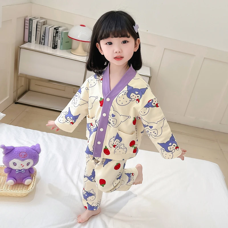 儿童纯棉睡衣卡通长袖小女孩可爱春秋季中小童宝宝家居服秋款套装