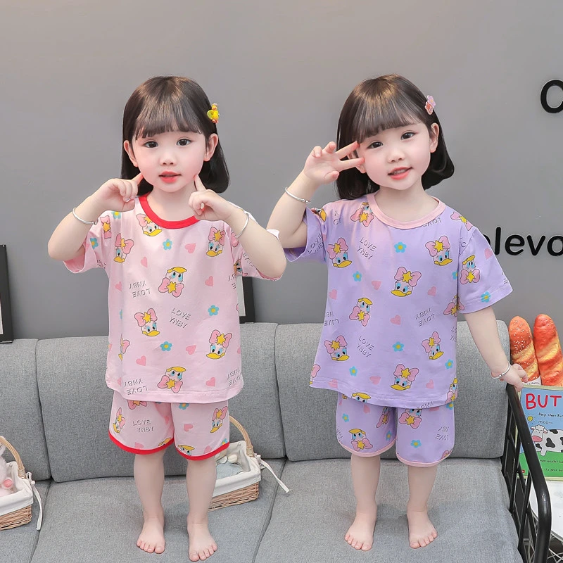 儿童睡衣夏季薄款宝宝家居服纯棉女童短袖空调服小孩宝宝睡衣全棉