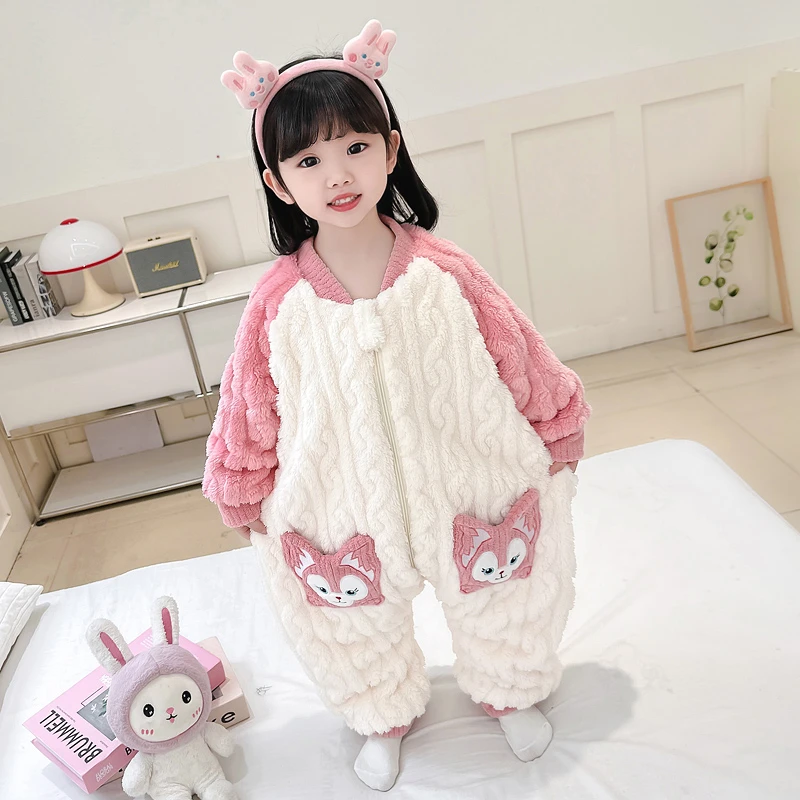 儿童睡袋珊瑚绒冬季加厚款婴儿宝宝防踢被秋冬女童法兰绒冬款睡衣