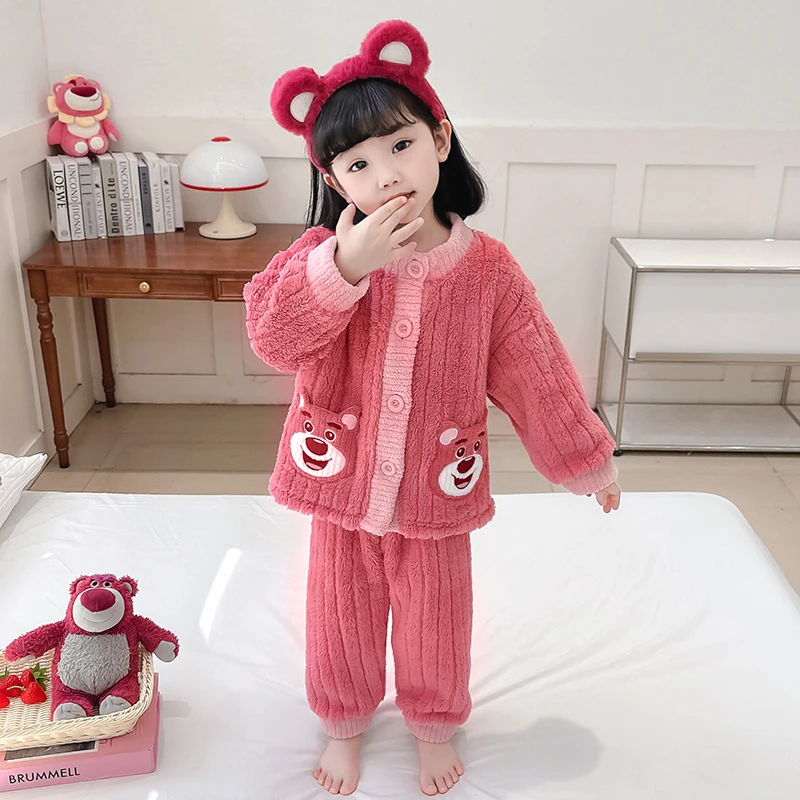 女童加绒睡衣秋冬季2025新款女孩宝宝保暖珊瑚绒冬款儿童家居服