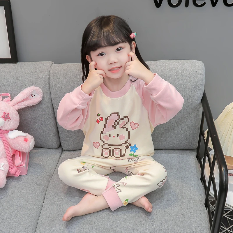 女童睡衣宝宝春秋款纯棉长袖套装2025新款女孩洋气薄款秋季家居服