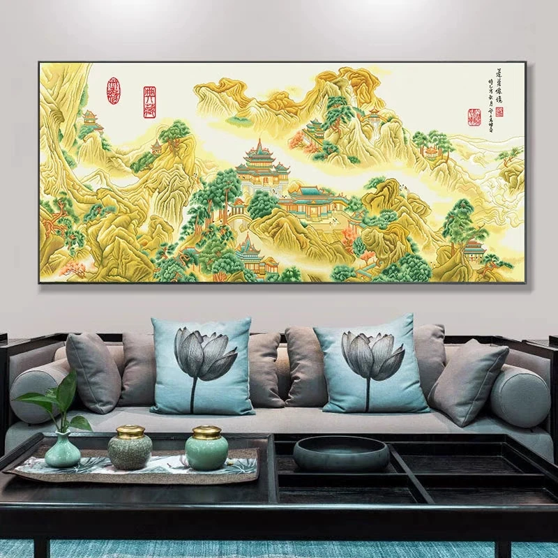蓬莱仙境图十字绣2023新款线绣中国风景名画大客厅卧室自己绣65色