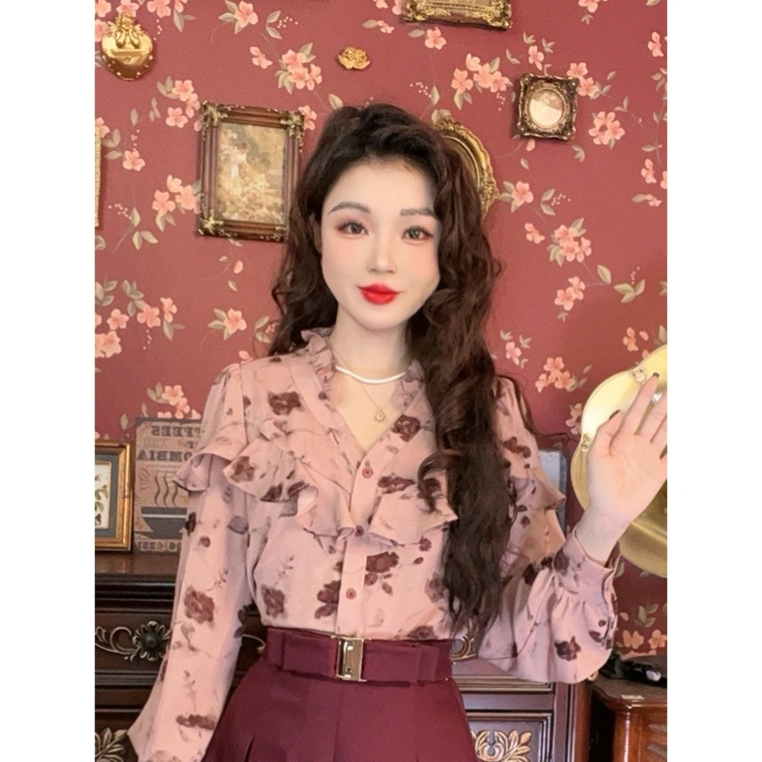 岑岑【半纸风霜】港味复古显瘦气质设计感上衣26640