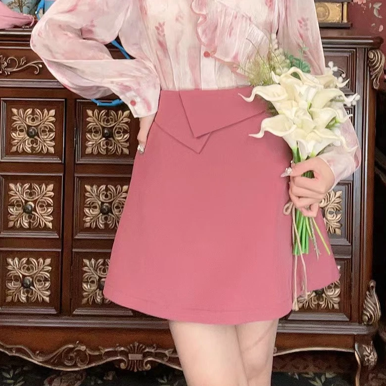 慧慧【糯莓子】 港味复古高腰半身裙26726