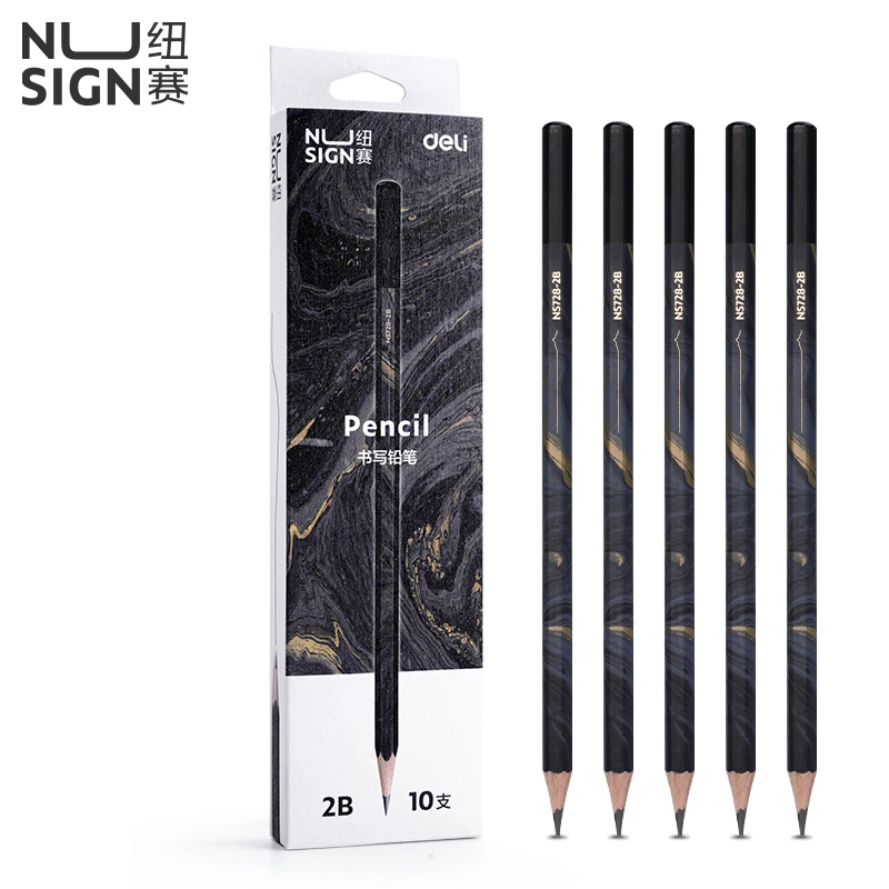 得力纽赛NS728自然流体六角杆铅笔 绘画涂鸦考试礼物10支装