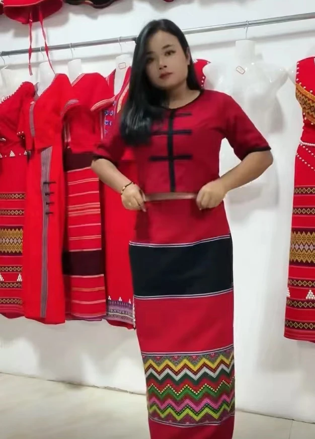 佤族舞蹈服装女装套装同款配送耳环