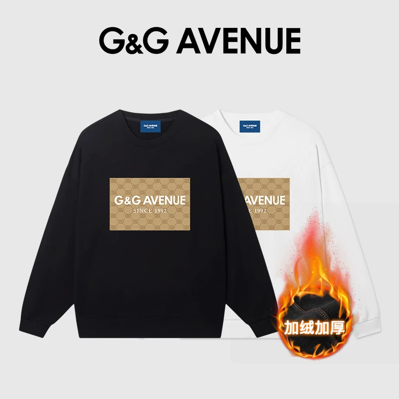 法国G&G AVENUE 2025年秋款圆领套头休闲卫衣轻奢潮牌情侣款卫衣