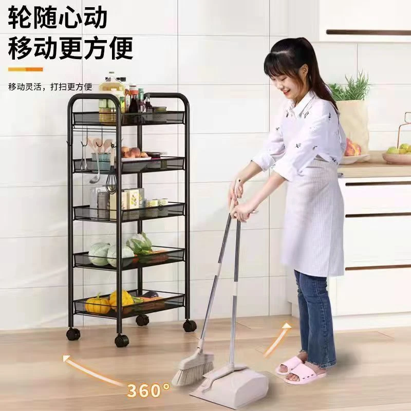 家用厨房置物架收纳储物落地可移动多层小推车多功能家居蔬菜篮子