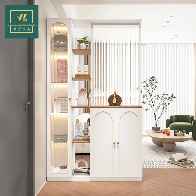 入户家用客厅玄关门厅柜鞋柜一体轻奢简约储物隔断柜长虹玻璃落地