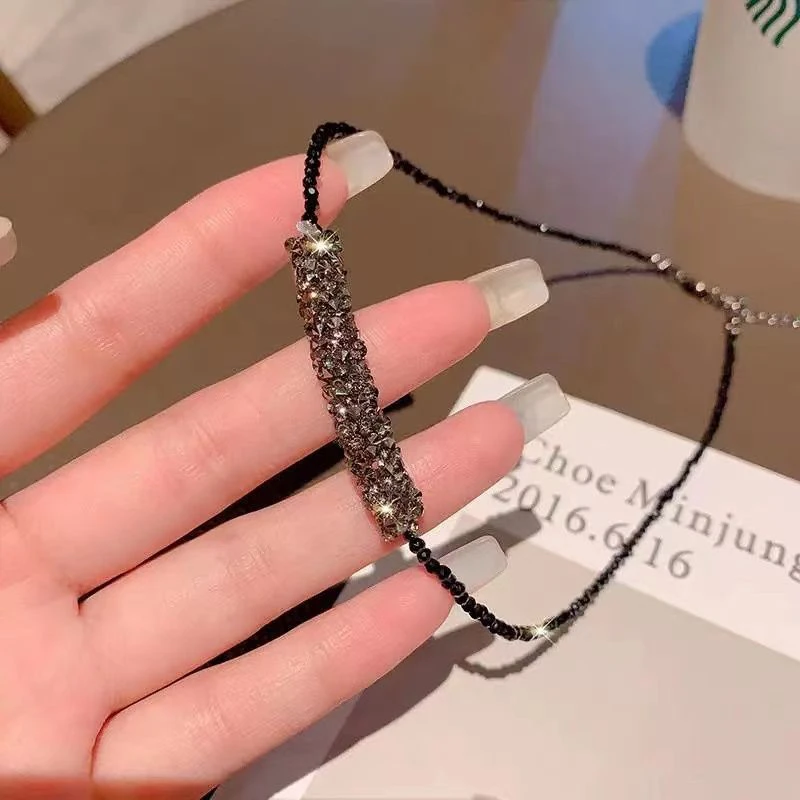 非金属仿水晶项链 超闪时尚黑色水晶气质高级感颈链独特网红锁骨