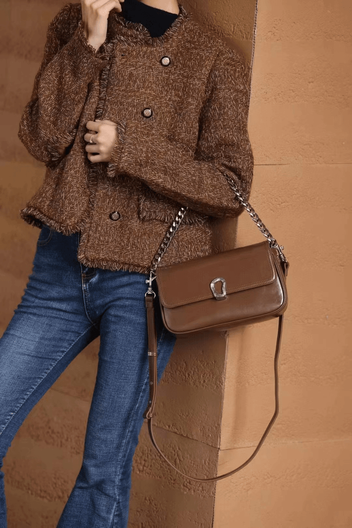 A0136 时尚轻奢气质百搭优雅设计师真皮手提斜挎包