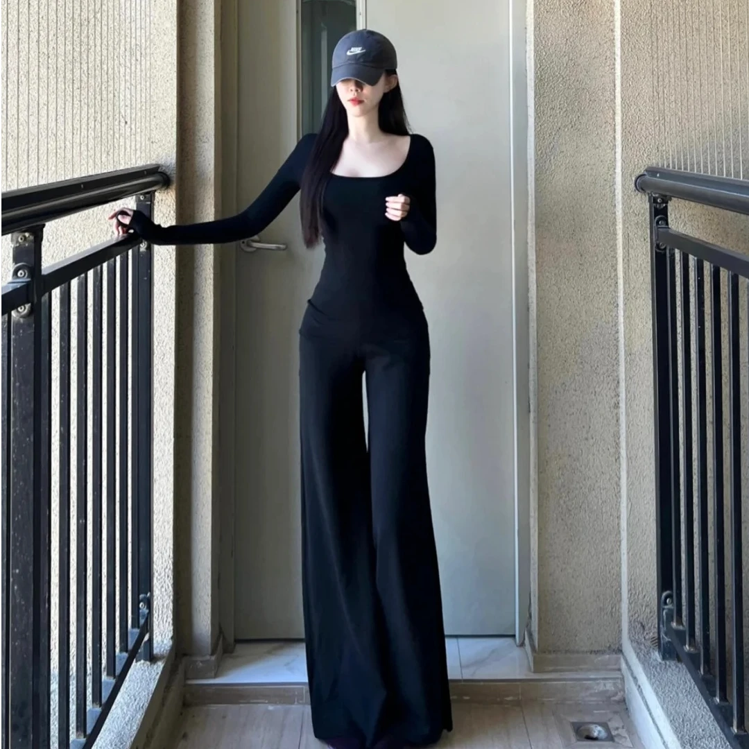 2024秋冬新款长袖打底T恤上衣气质显瘦修身百搭洋气U领休闲时尚