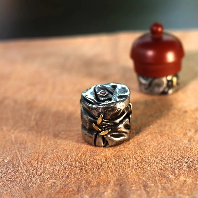 手工创意玫瑰茶具锡盖置搁置铜锔钉茶道配件茶壶盖托盖子茶艺器具