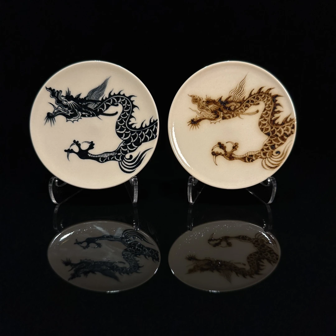 元经秘旨青花和釉里红二号釉过肩龙盖置景德镇手工手绘茶具茶杯