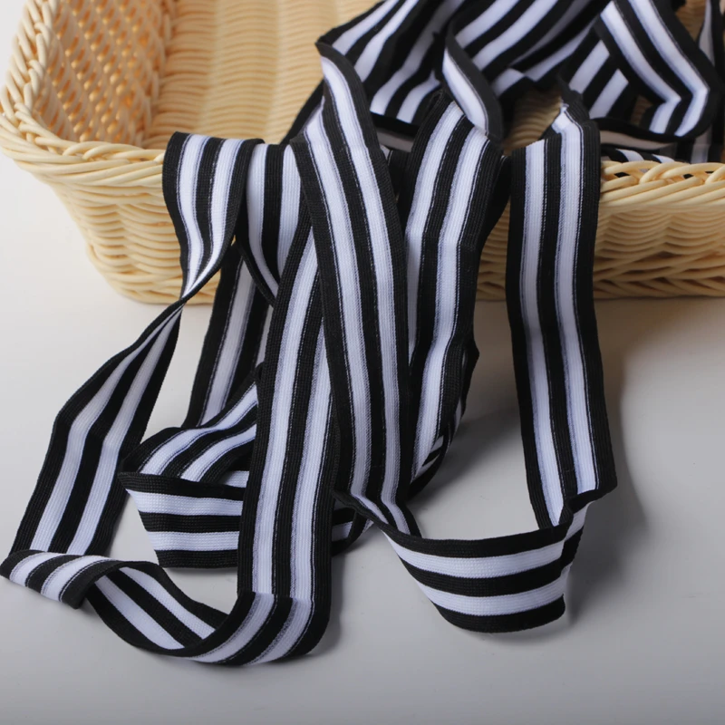 2.5CM—3cm黑白条纹织带男女服装辅料运动裤装饰彩带包边布条带子