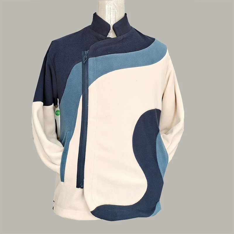 摇粒绒拼接保暖民族特色男女同款卫衣