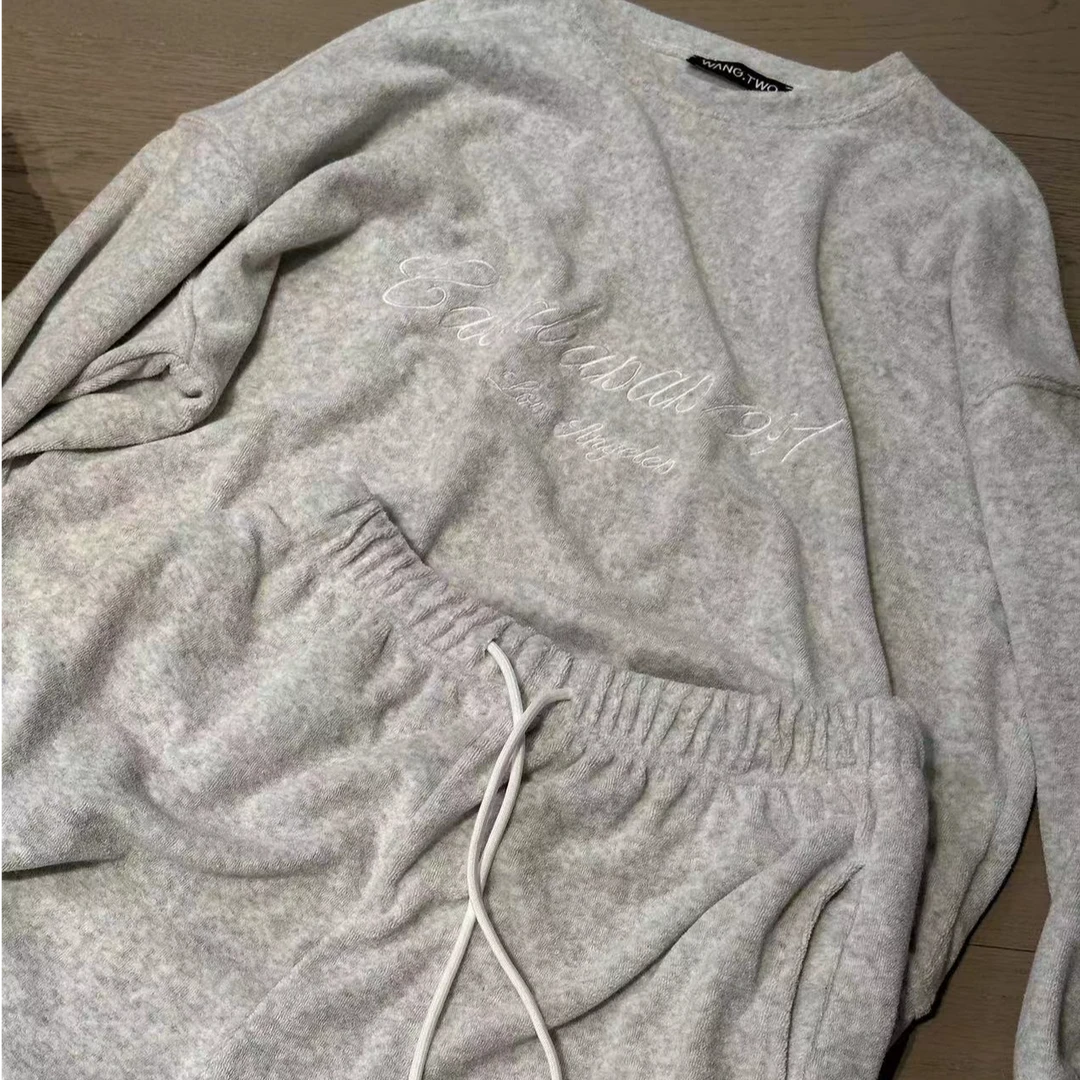 【WANG.TWO】新款百搭宽松慵懒韩版休闲灰色套装V-01