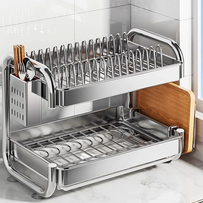 不锈钢厨房多功能碗碟收纳架置物架台面沥水放碗盘碗架碗柜碗筷架