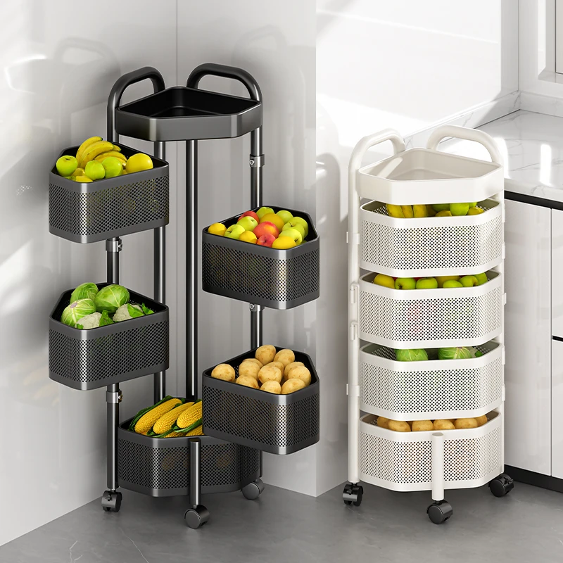 厨房旋转菜篮子三角型置物架转角放菜架多层落地拐角果蔬菜收纳架