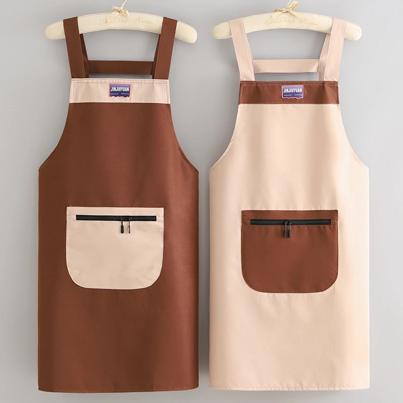 新款围裙定制logo印字防水防油餐饮专用奶茶咖啡店围腰大人工作服