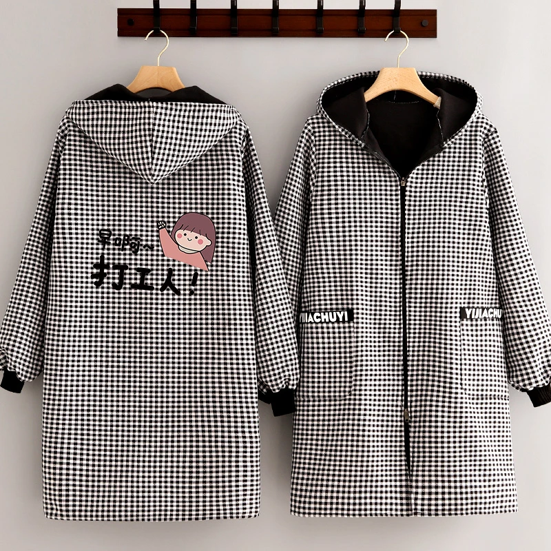 加绒罩衣冬季加厚保暖长袖围裙户外工作服定制印字防污耐脏外套女