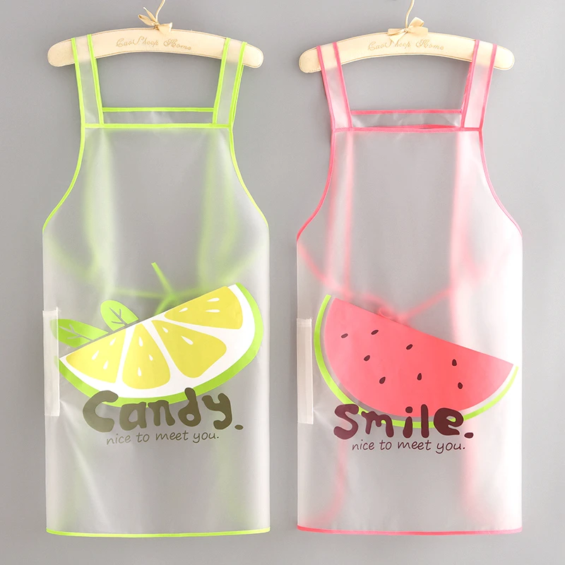 透明TPU围裙防水防油家用厨房免洗做饭围腰餐厅专用男工作服定制