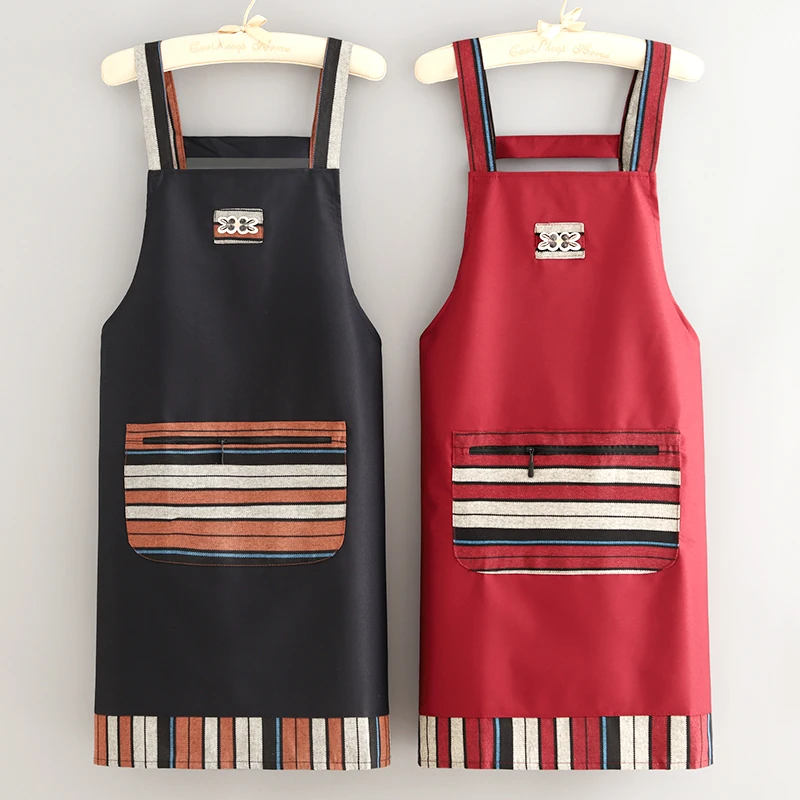 时尚民族风围裙防水防油家用厨房餐饮专用做饭围腰工作服定制印字