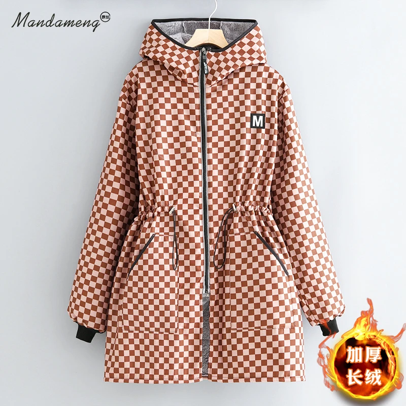 韩版收腰罩衣长绒外套保暖围裙厨房家用加厚长袖上班工作服大褂女