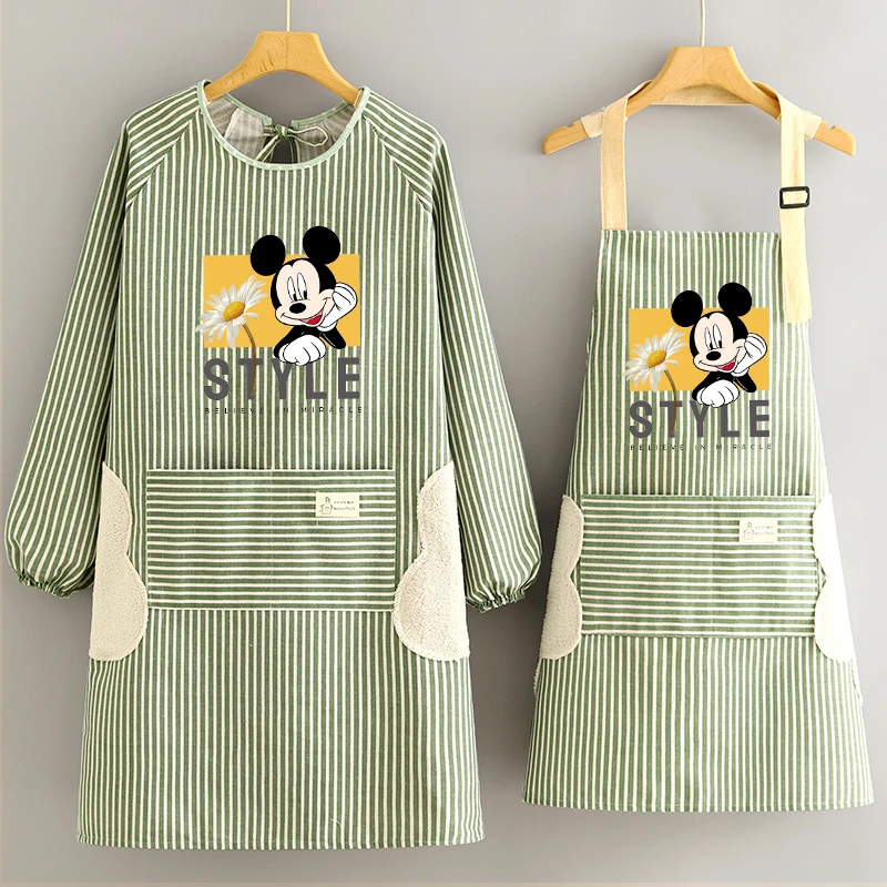 时尚棉麻罩衣新款长袖围裙家用厨房做饭透气防污耐磨工作服围腰女