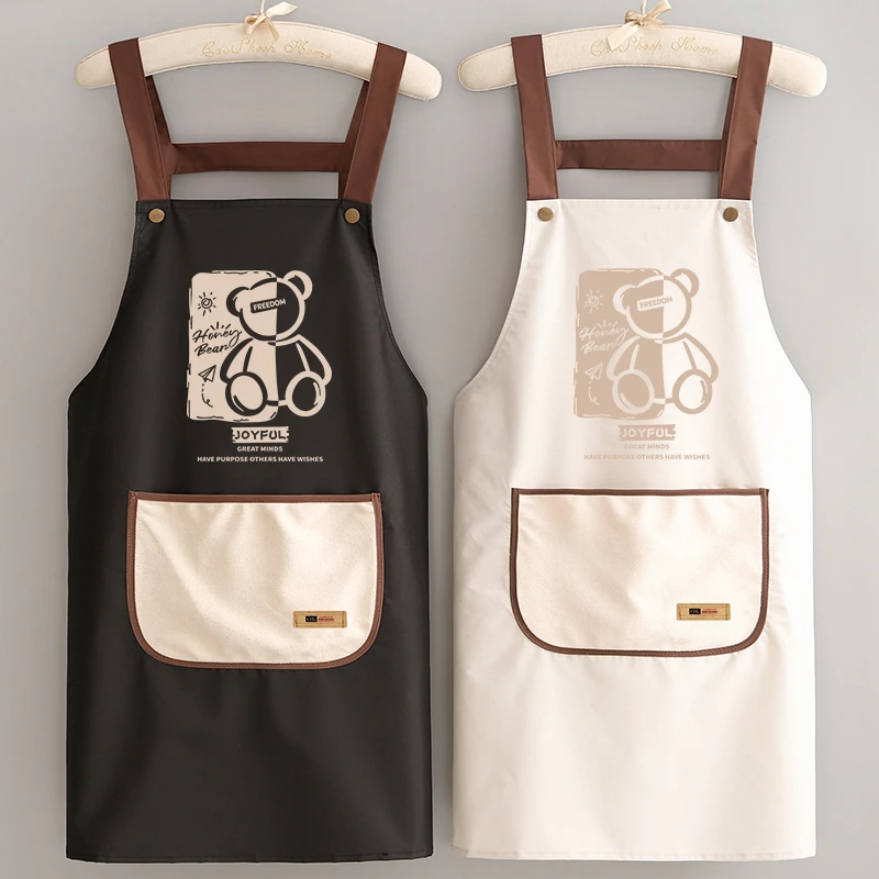 新款卡通围裙防水防油家用厨房做饭围腰定制logo餐饮专用工作服男
