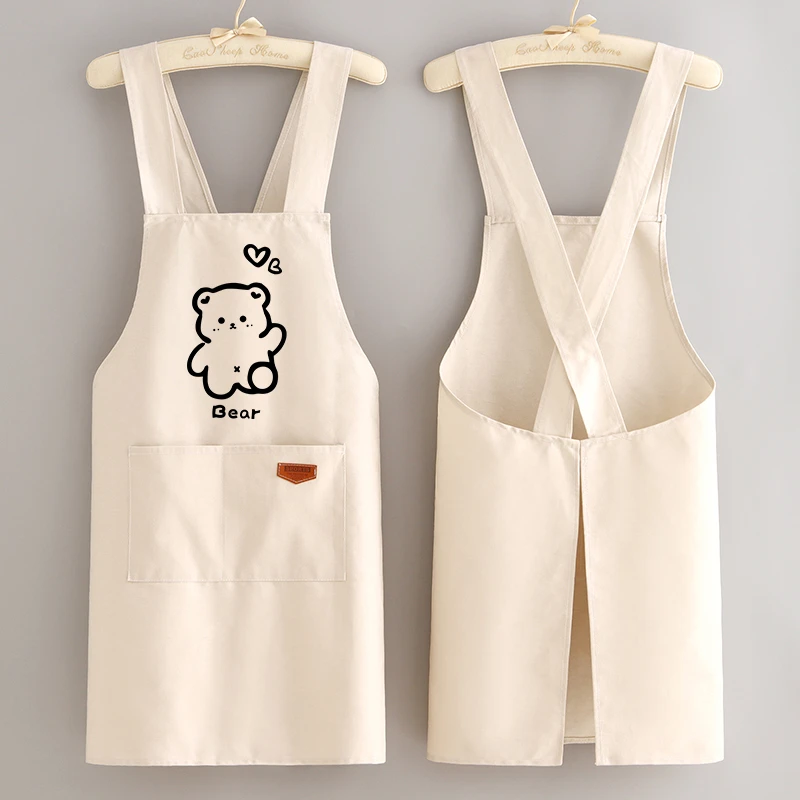 防污耐磨帆布围裙家用厨房餐饮专用做饭围腰成人工作服定制印字女