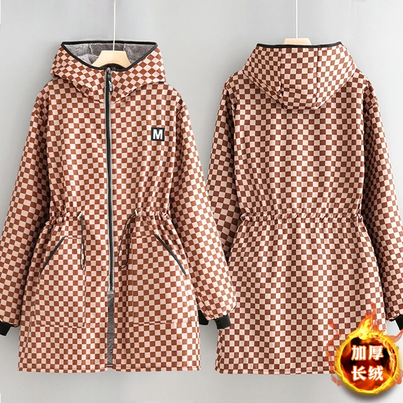 韩版收腰罩衣长绒防风外套加厚保暖围裙厨房家用大褂女上班工作服