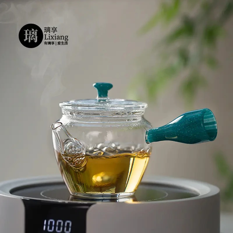 璃享 若婷侧把壶 耐高温煮茶壶 创意空心把 电陶炉明火加热煮茶