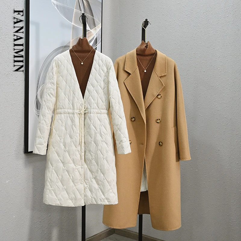 轻薄羽绒服女中长款抽绳收腰配大衣内搭伴侣保暖羽绒内胆90白鸭绒