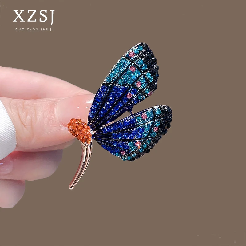 铜合金珐琅胸针 高档蝴蝶胸针设计感轻奢别针裙子胸花高级感配饰