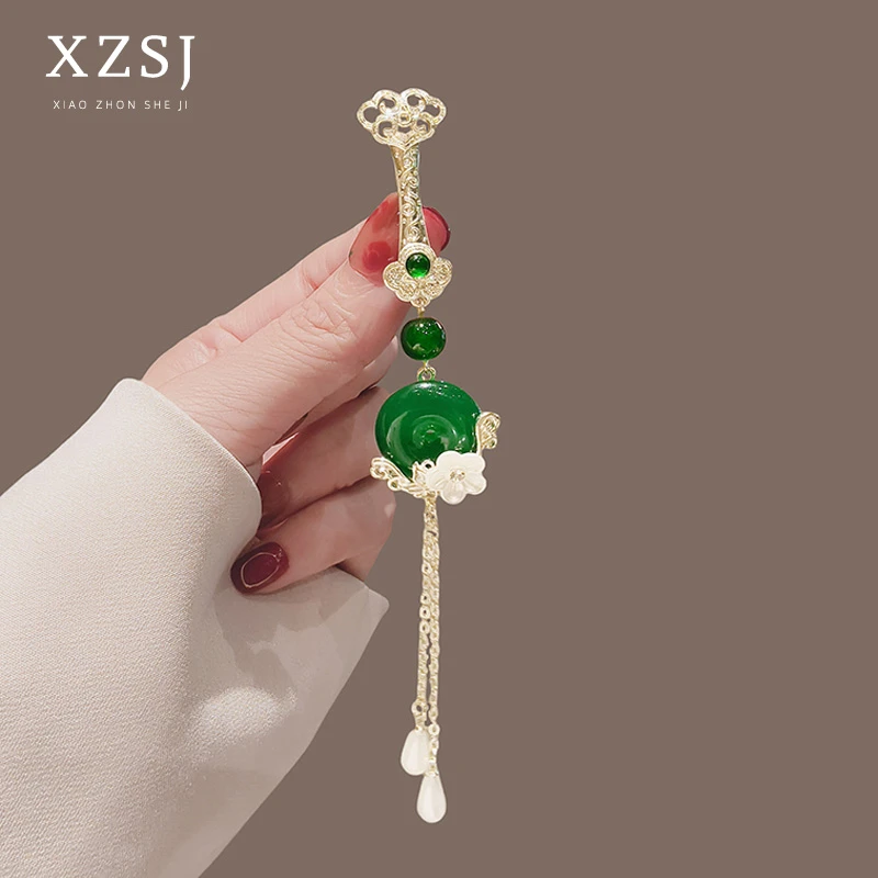 合金胸针 古典平安扣流苏旗袍压襟挂饰高档女胸花马面裙汉服配饰