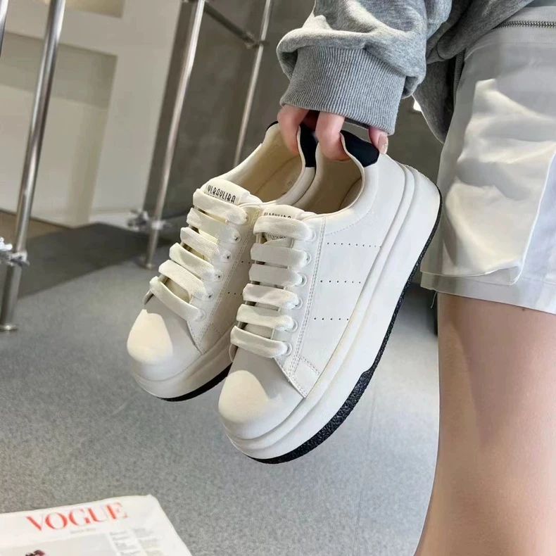 XM-001 夏季厚底休闲时尚小白鞋女新款百搭系带女鞋