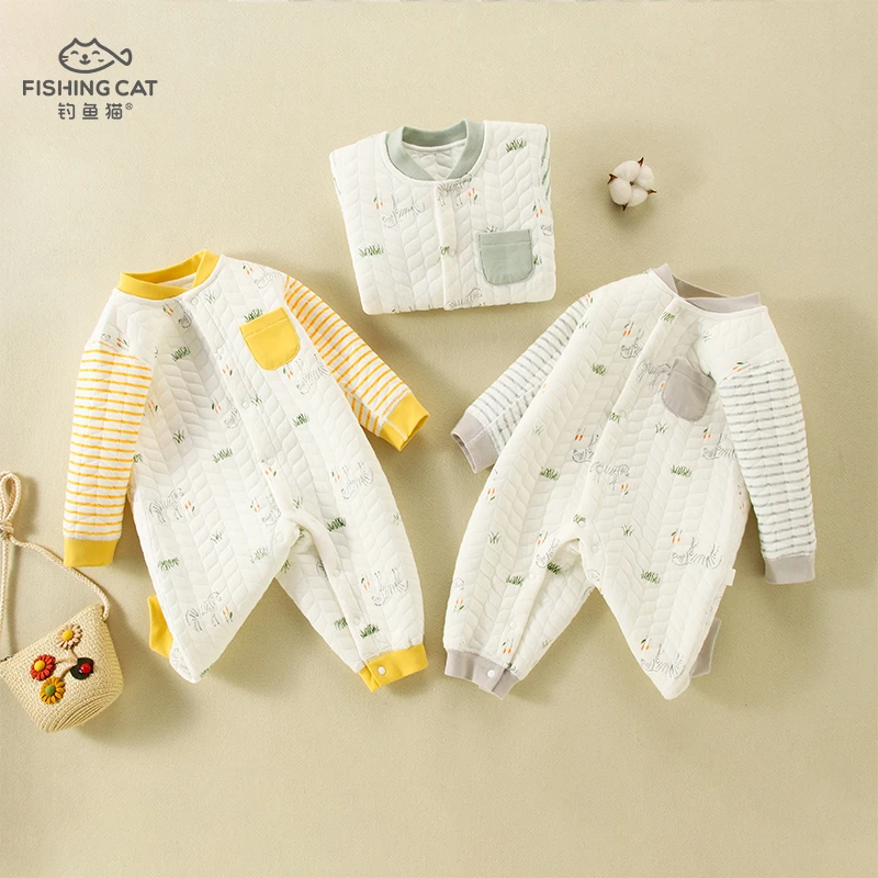 钓鱼猫新生婴儿A类草原马儿w63191宝宝连体衣秋冬哈衣儿衣服冬季