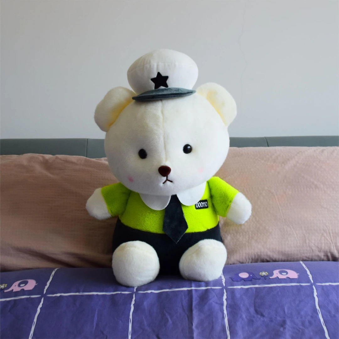 可爱警察小熊网红毛绒玩具60cm帽子小熊公仔女生闺蜜睡觉抱枕礼物